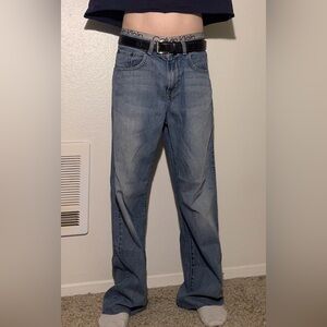 Straight-Leg Men's Jeans in Light Blue Denim